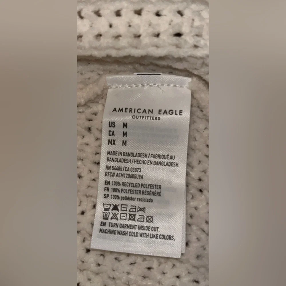 American Eagle Softest Knitting Open Front W/Pockets Cream V Back Cardigan